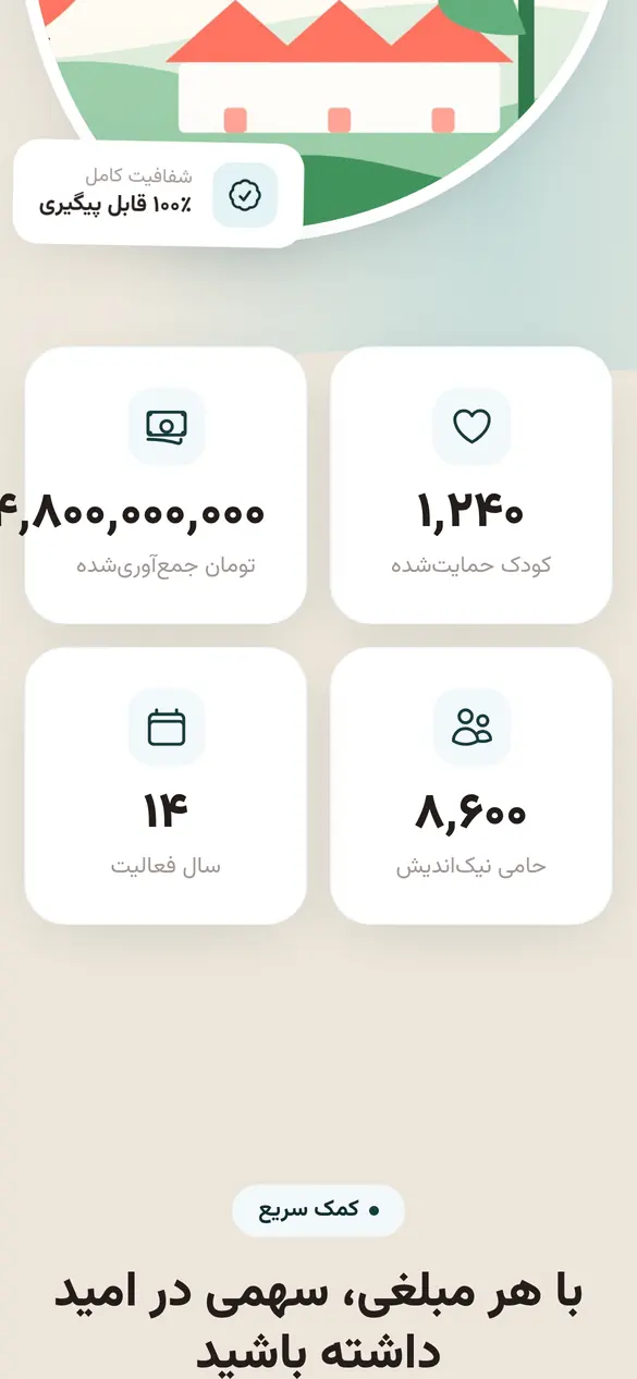 بخش 2 سایت خیریه‌ی خانه مهر روی موبایل